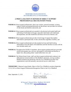 Direct Support Professional Recognition Week in the City of Medford